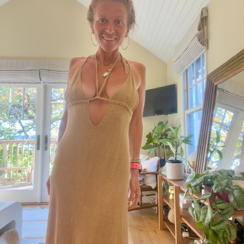 UNWORN - Cult Gaia Kingsley Linen-blend Knit Maxi Dress In Light Camel